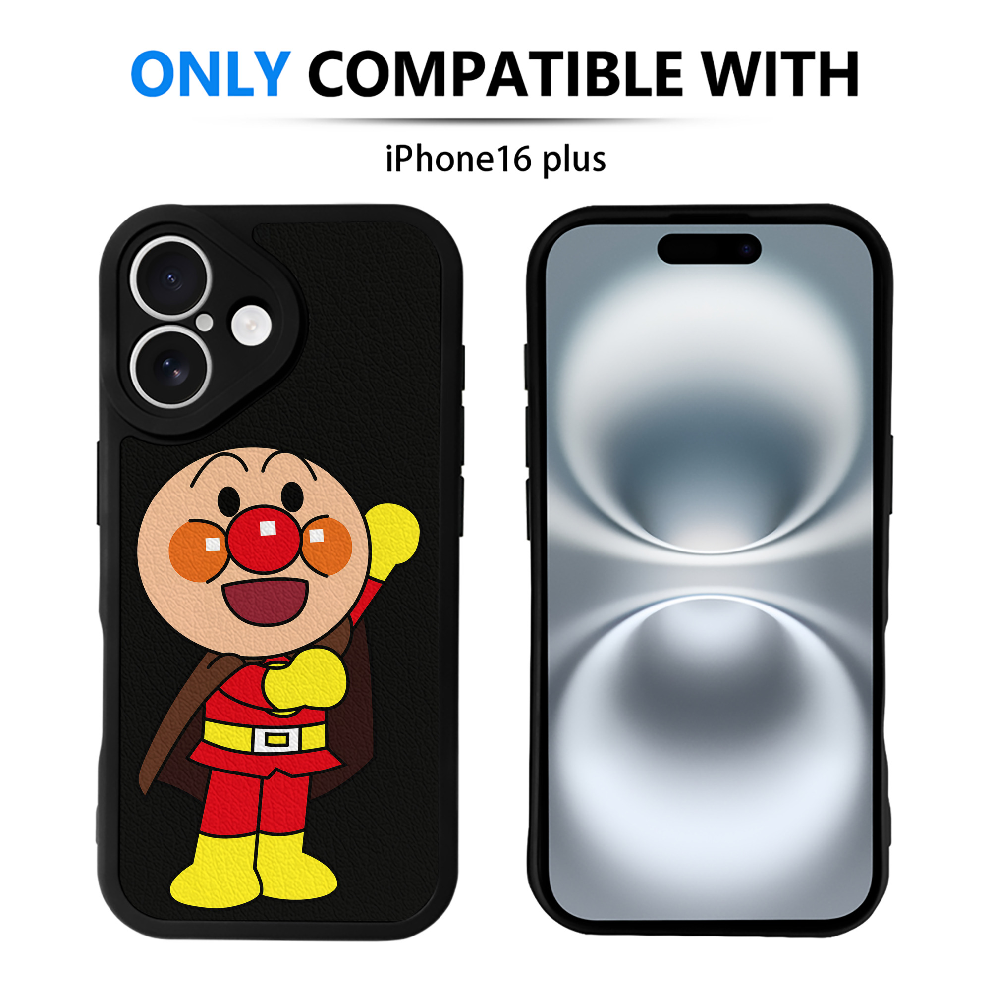 （画像用） アンパンマン Anpanman 【iPhone 16シリーズ対応】シリコンスマホケース（レザー調） 材質：シリコン